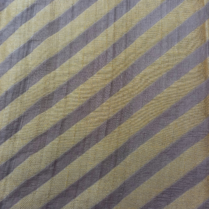 Dual Shade Tan Brown  Color With Golden Stripes Jamawar Fabric