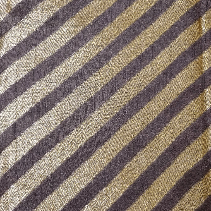 Mitti Brown And Gold Striped Brocade Silk Fabric