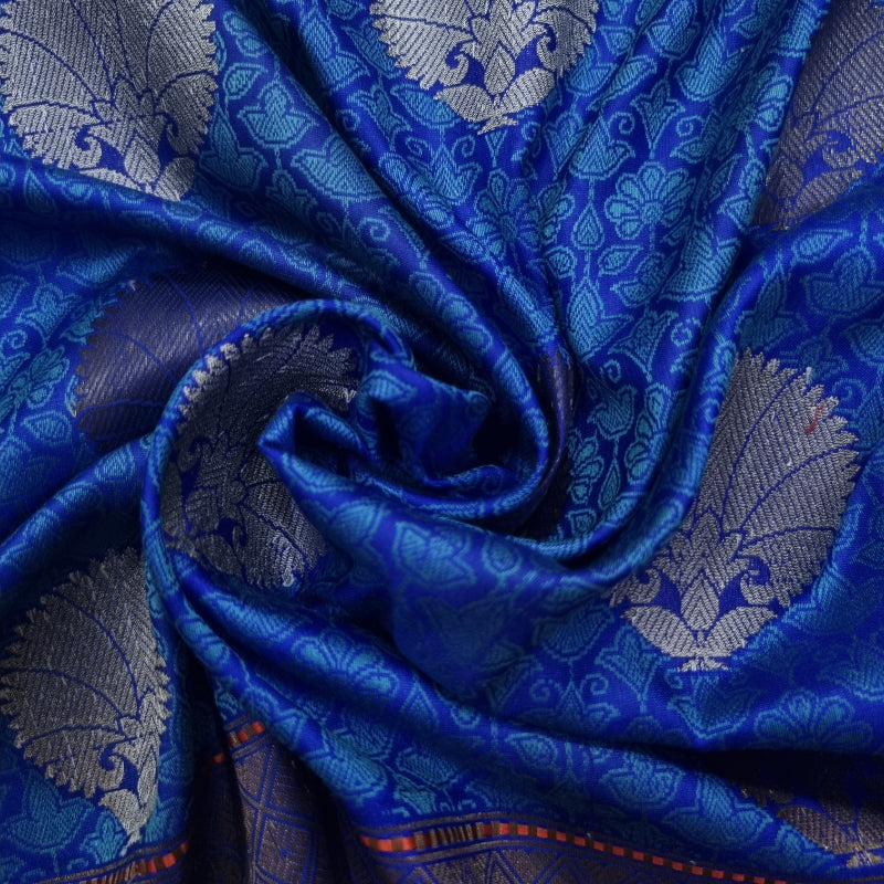 Blue Banarasi Silk Handloom Fabric