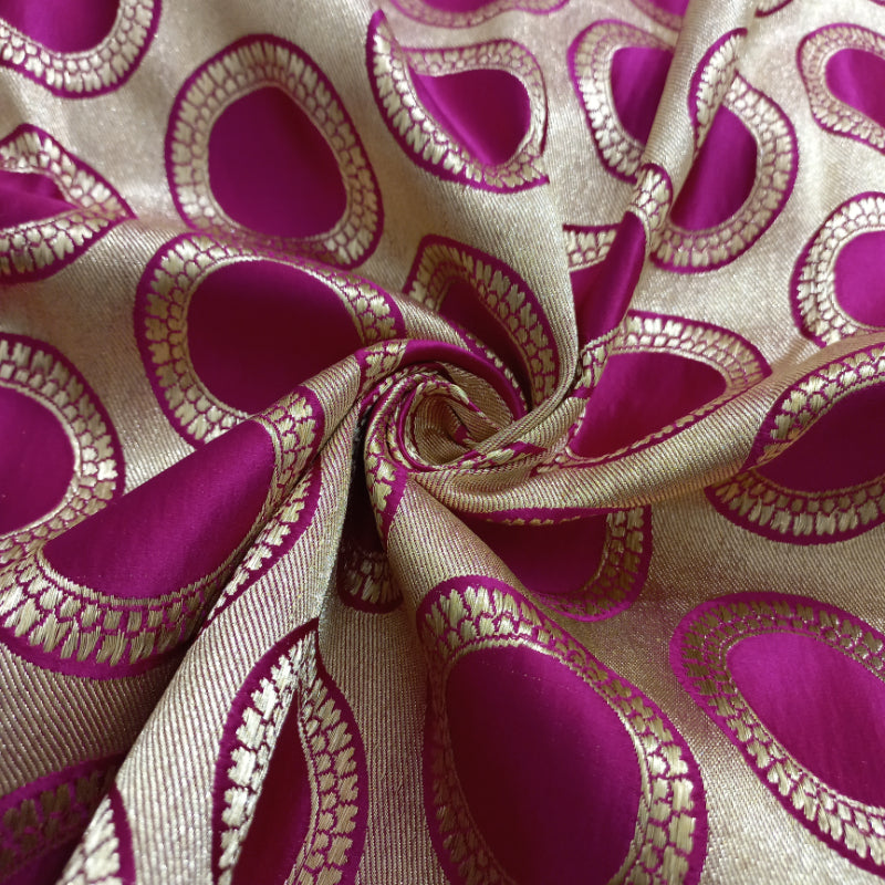 Shining Shona Gulab Gold Gajji Silk Fabric
