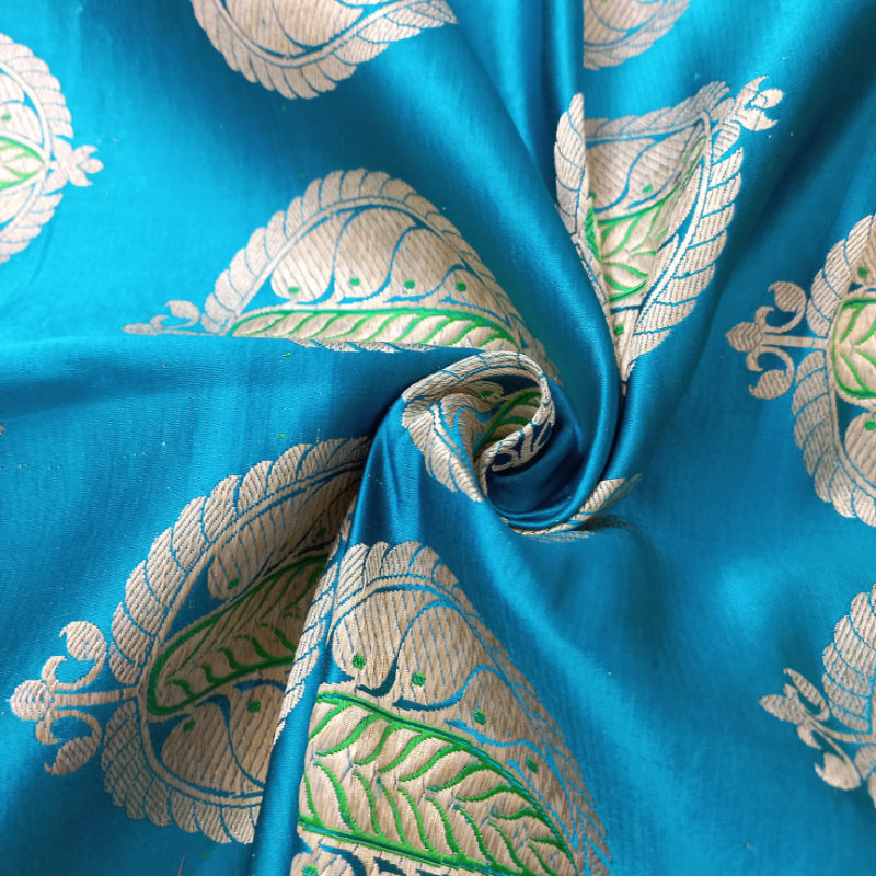 Krishna Blue Gajji Silk Fabric