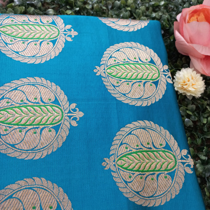 Krishna Blue Gajji Silk Fabric