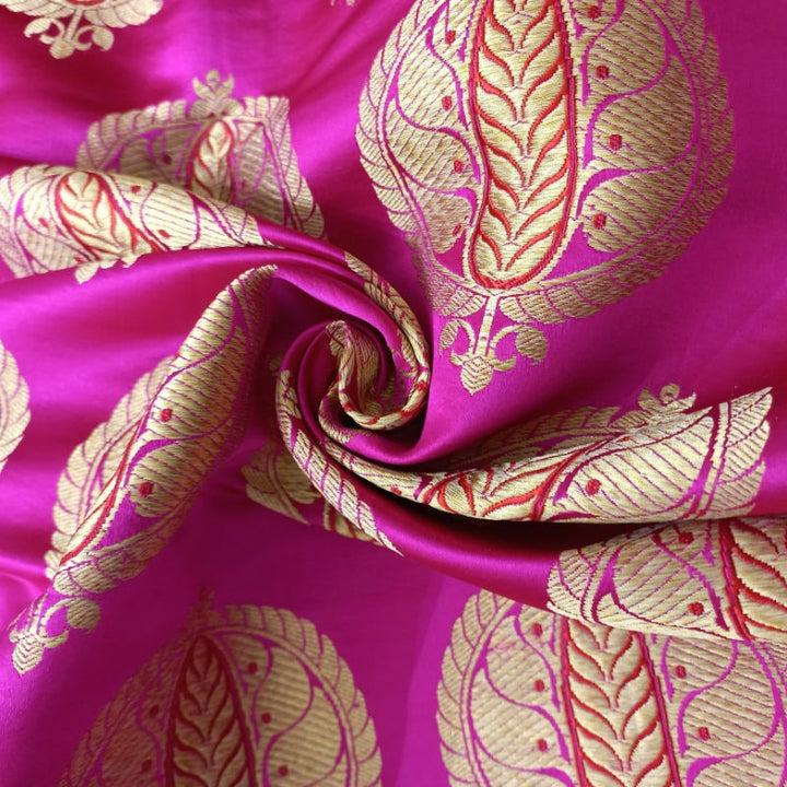Bright Rani Pink Gajji Silk Fabric