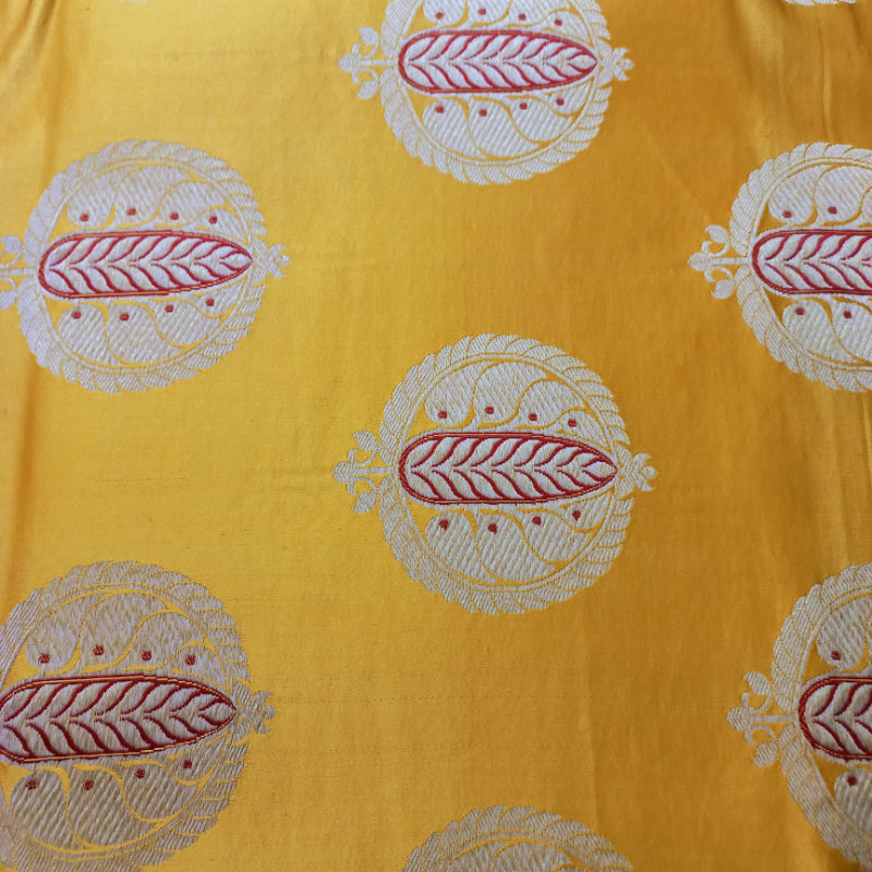 Bright Festive Yellow Gajji Silk Fabric