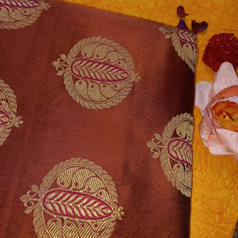 Ragi Copper Brown Gajji Silk Fabric