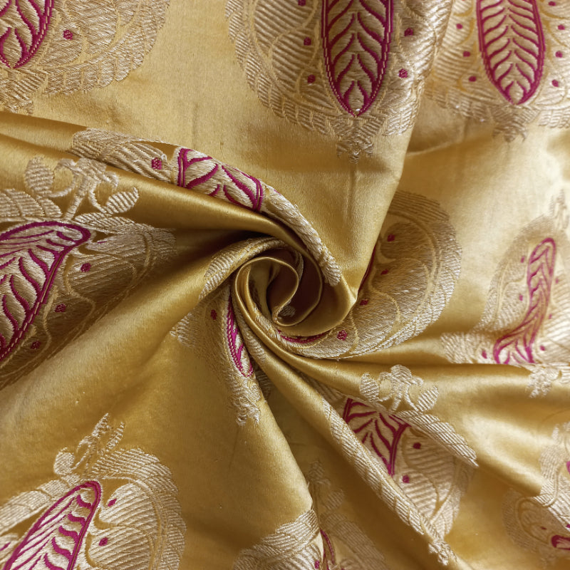Gandham Sandalwood Yellow Gajji Silk Fabric