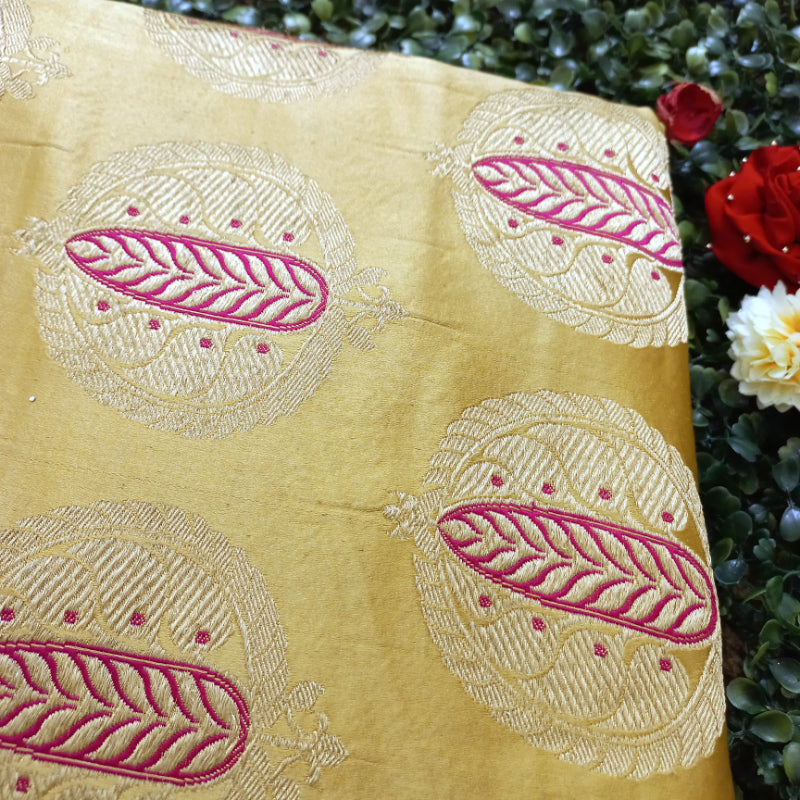 Gandham Sandalwood Yellow Gajji Silk Fabric