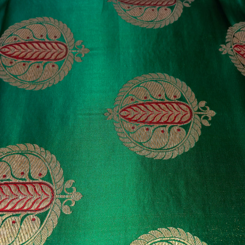 Krishna Green Gajji Silk Fabric