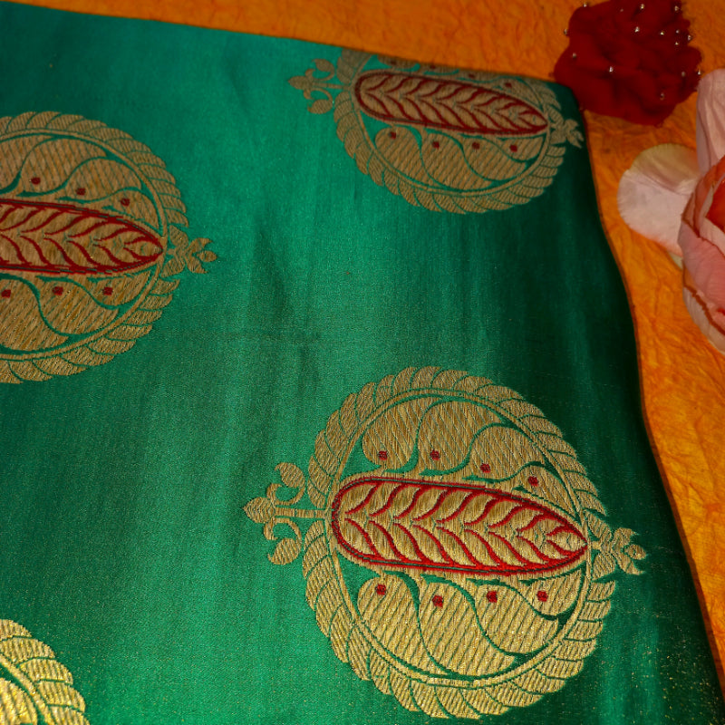 Krishna Green Gajji Silk Fabric