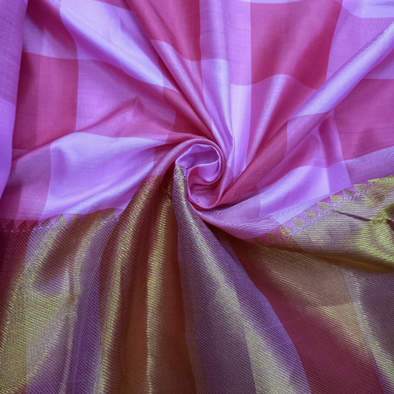 Shades Of Pink Kanjivaram Pattu Fabric