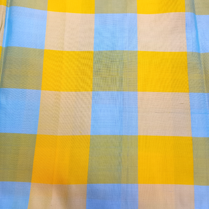 Shades Of Blue And Yellow Kanjivaram Pattu Fabric