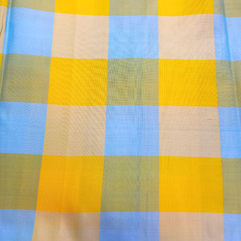 Shades Of Blue And Yellow Kanjivaram Pattu Fabric