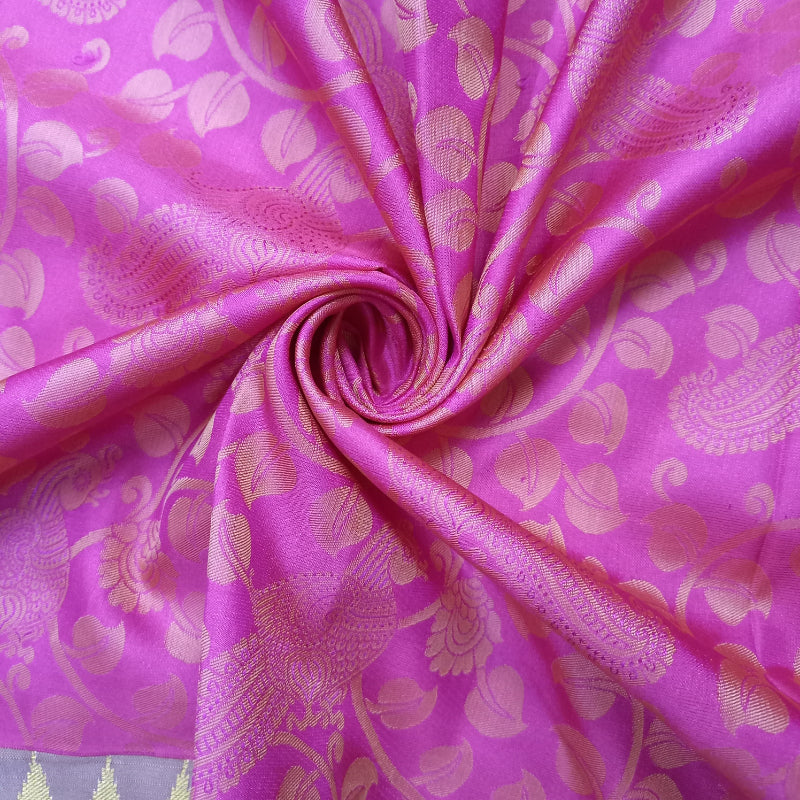 Bright Gulabi Pink Kanjivaram Silk Fabric
