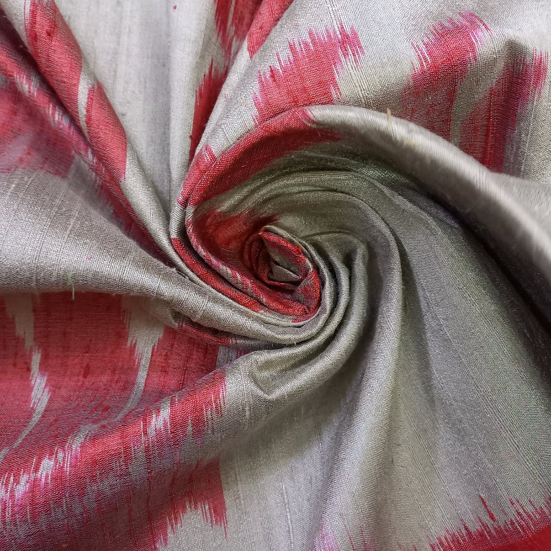 Magnolia Cream Colour Dupion Ikat Silk Fabric