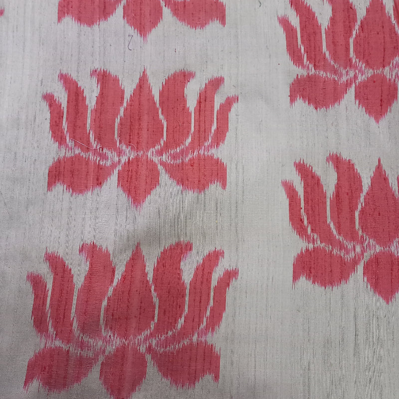 Magnolia Cream Colour Dupion Ikat Silk Fabric