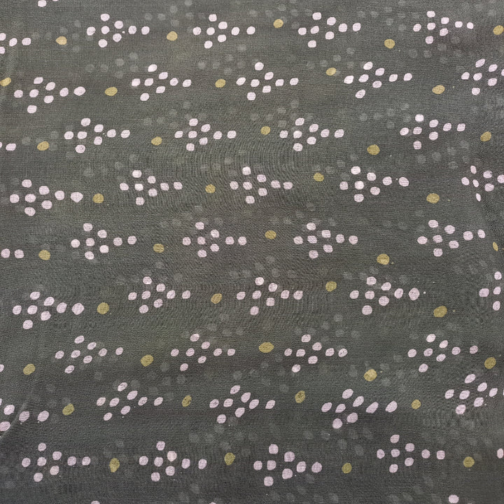 Earthy Gray Shade Color Printed Silk Fabric