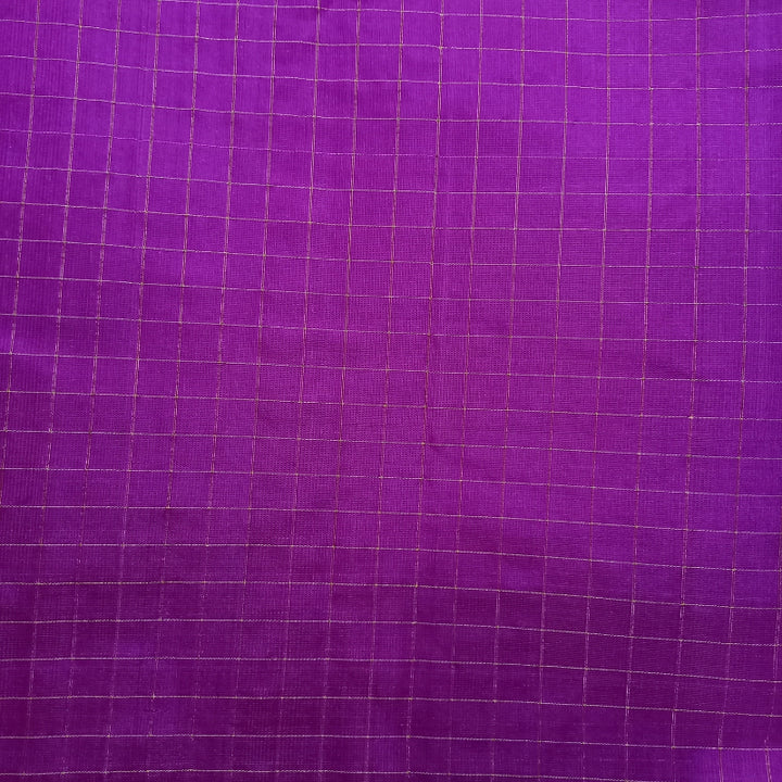 Grape Colour Checked Silk Fabric