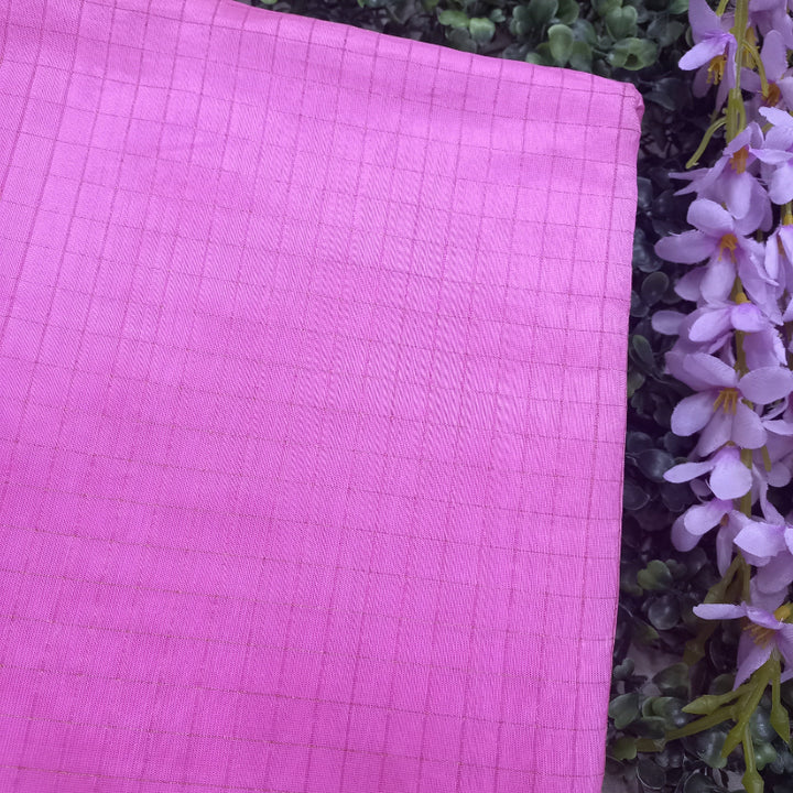 Purple Colour Silk Checked Fabric