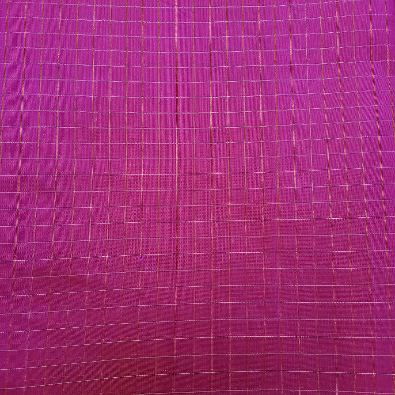 Magenta Pink Colour Checked Silk Fabric