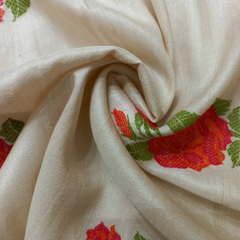 Off White Swetha Moonga Tussar Silk Fabric