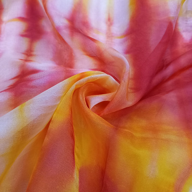 Multi-Color Tie & Dye Printed Organza Fabric