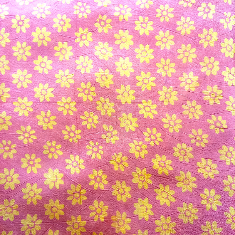 Bubble Gum Pink Color Printed Silk Fabric