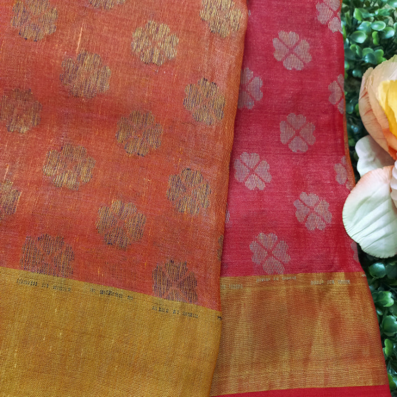 Kesari Bronze Orange Spun Tissue Fabric