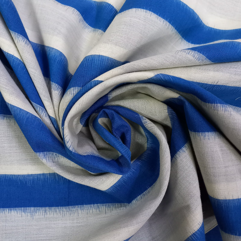 Meghakash Blue And White Striped Cotton Fabric