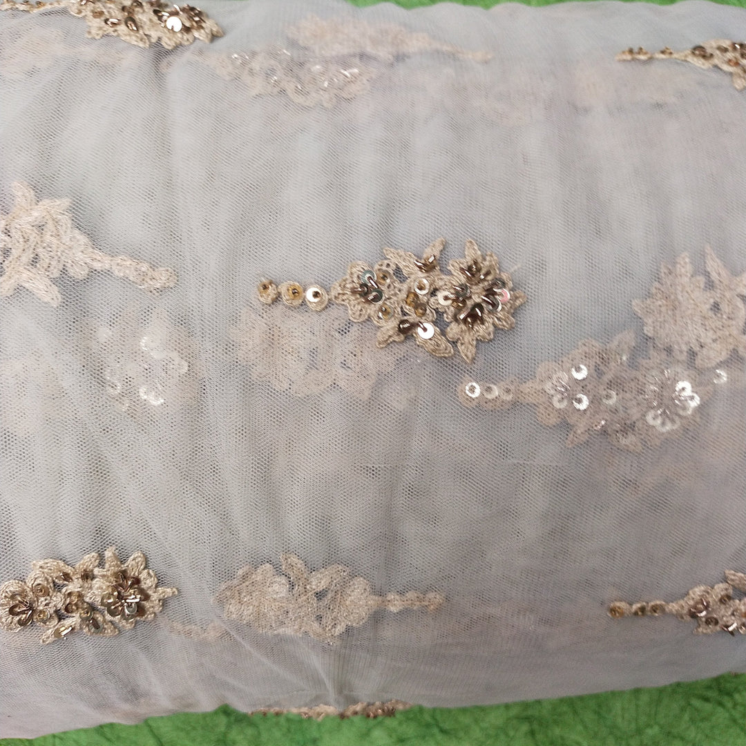 Pearl Grey Net Embroidery Fabric