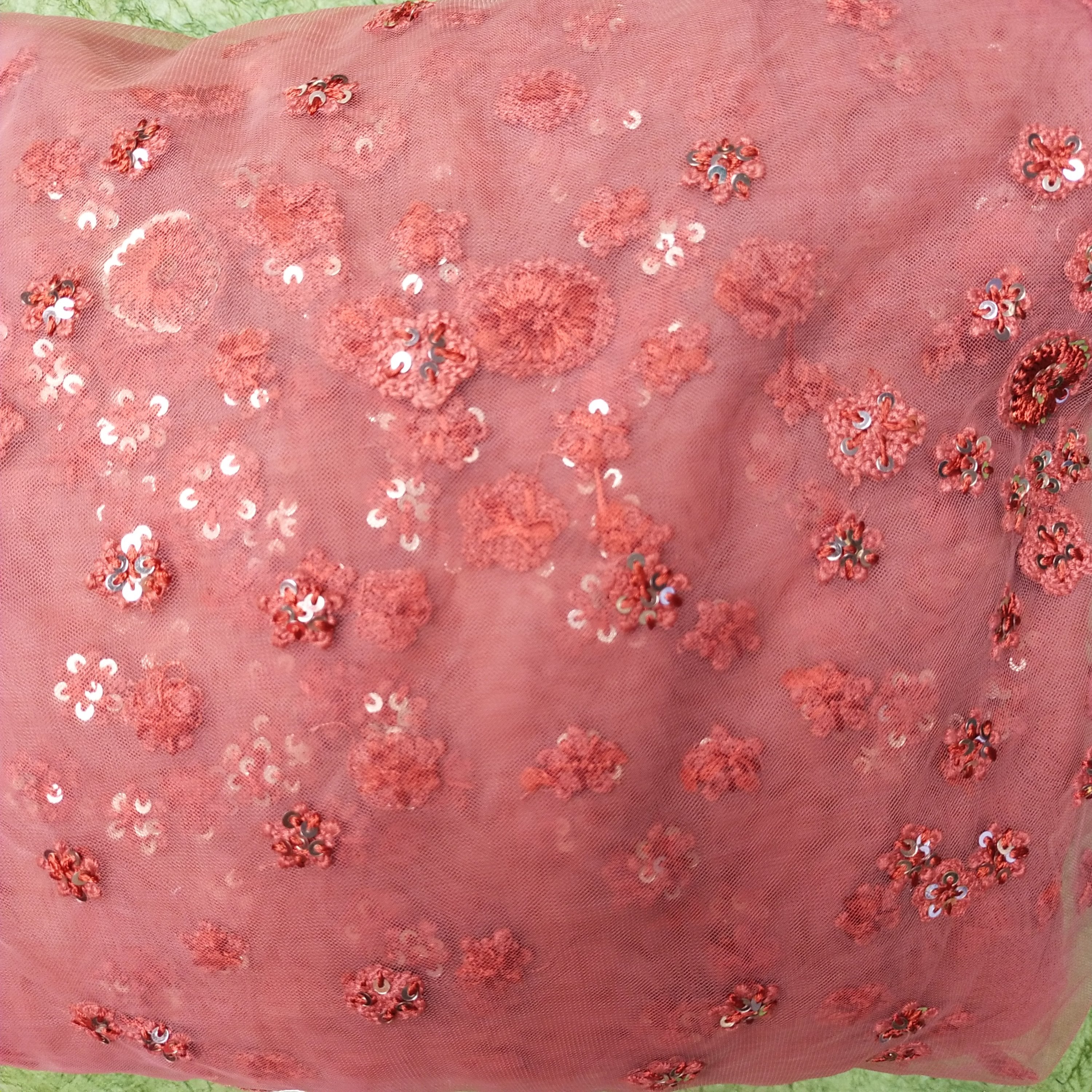 Dusky Pink Net Embroidery Fabric