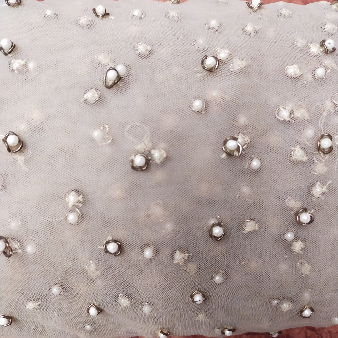 Pearl Grey Net Embroidery Fabric