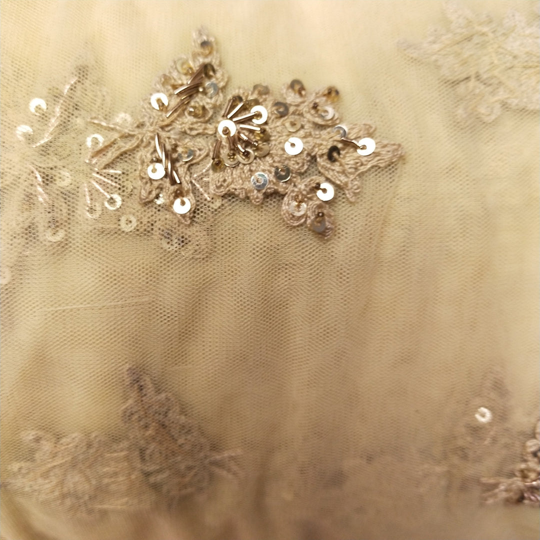 Butter Yellow Net Embroidery Fabric