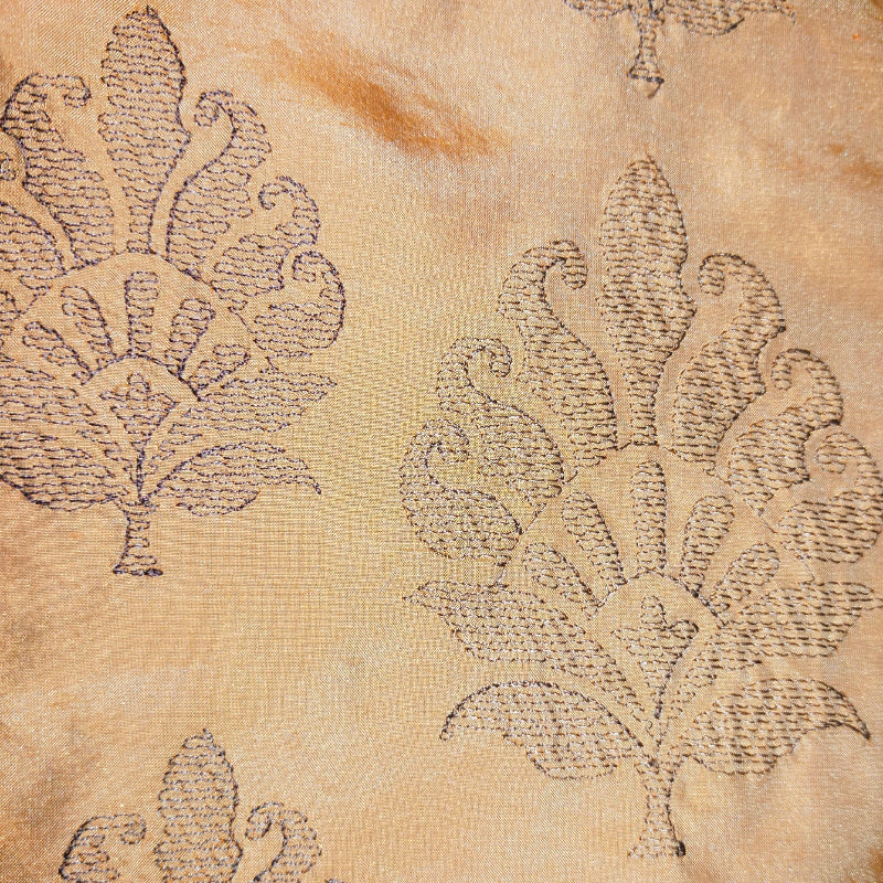 Sandal Brown Embroidery Silk Fabric