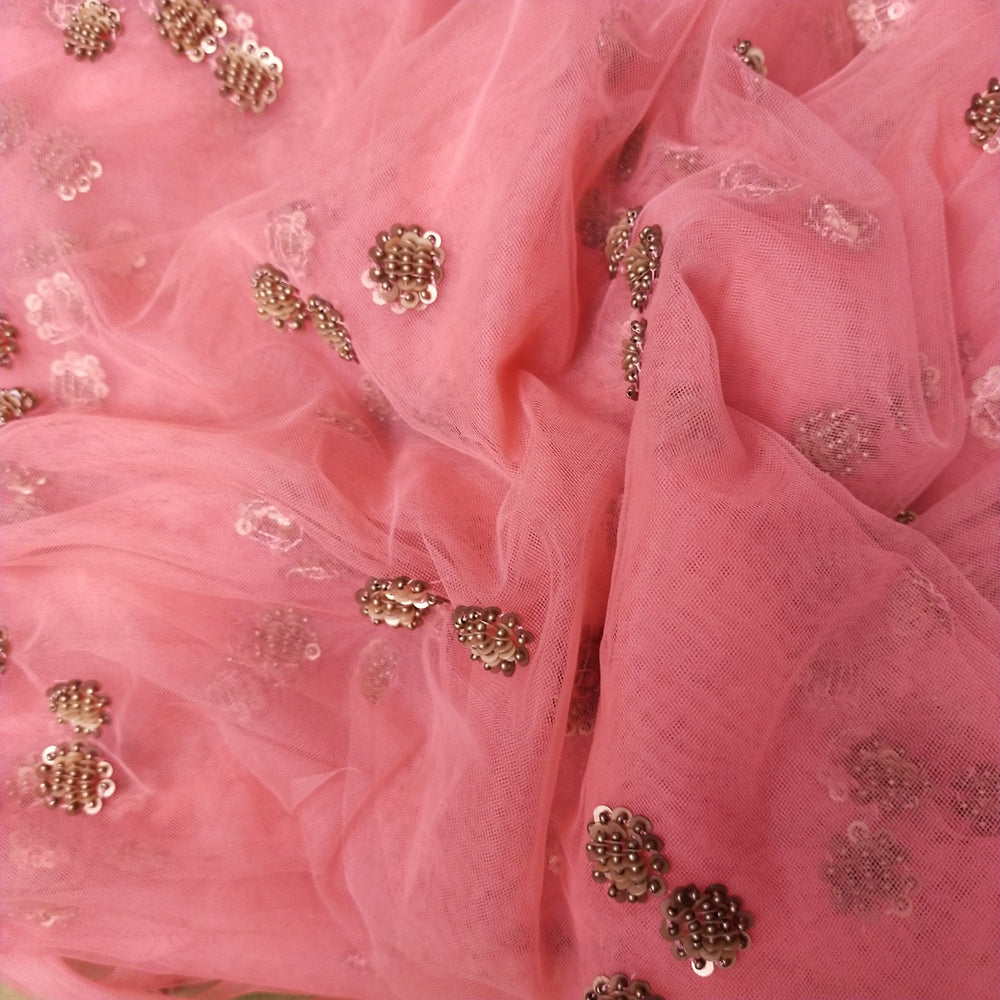 Vivid Pink Net Embroidery Fabric