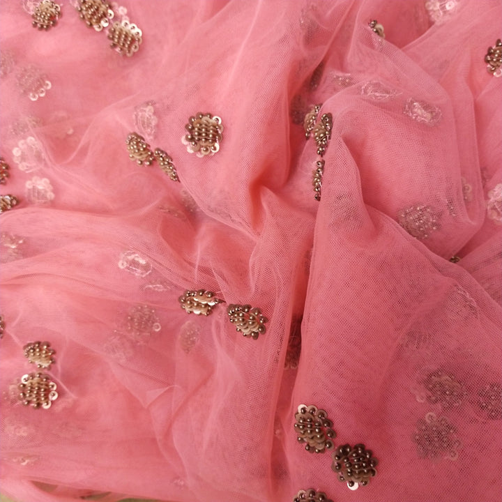 Vivid Pink Net Embroidery Fabric
