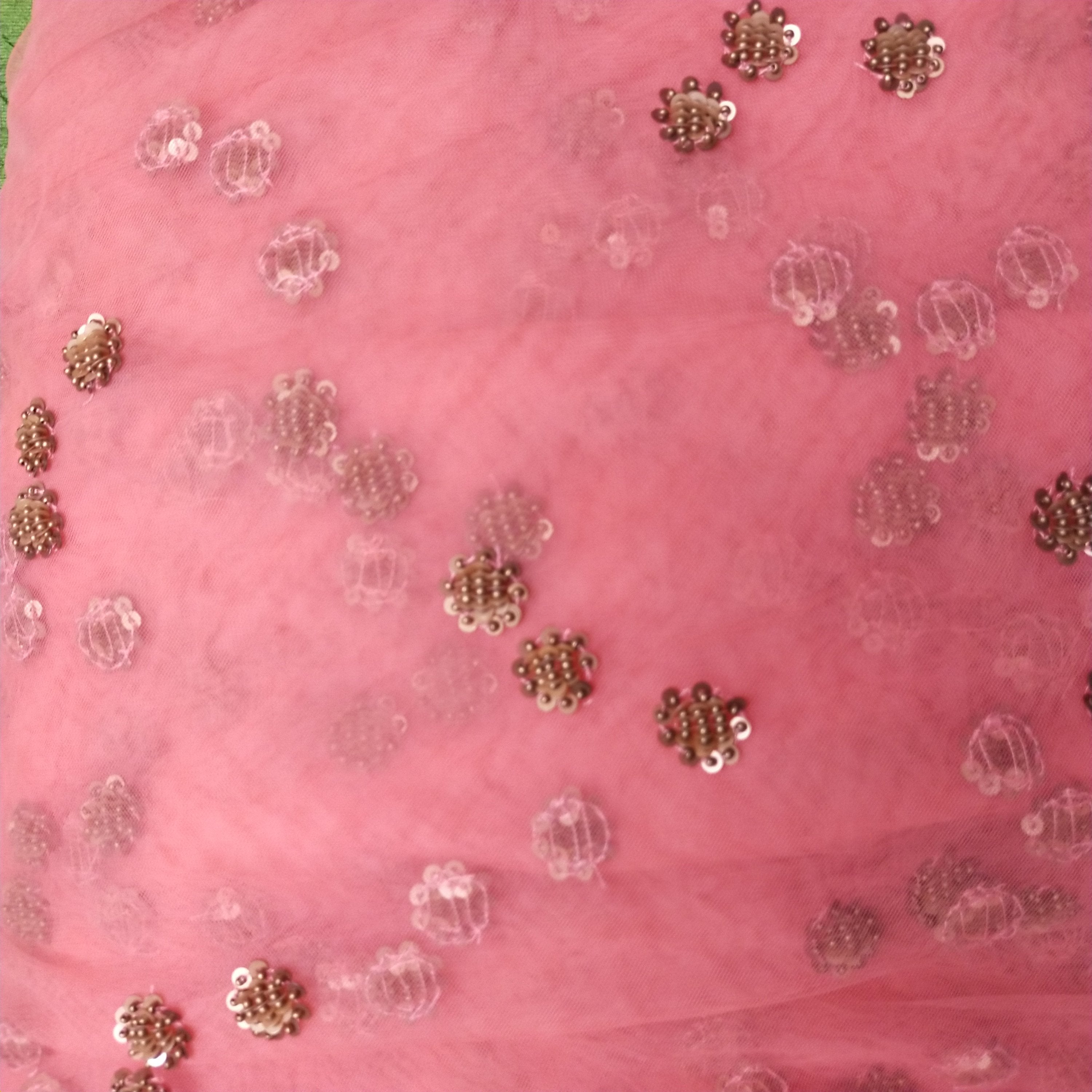 Vivid Pink Net Embroidery Fabric