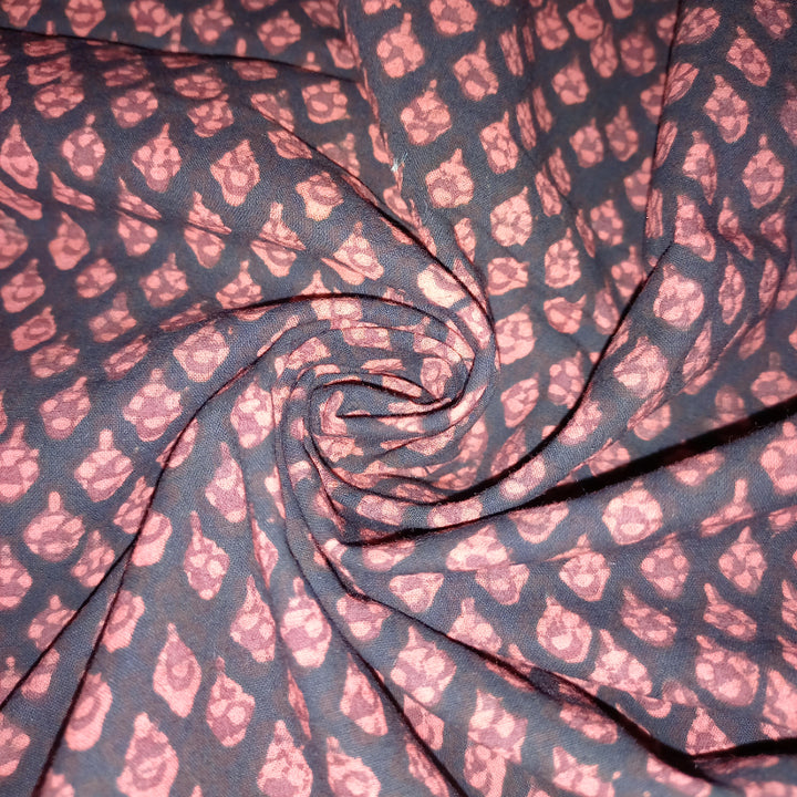Black Color Ajrak Printed Cotton Fabric