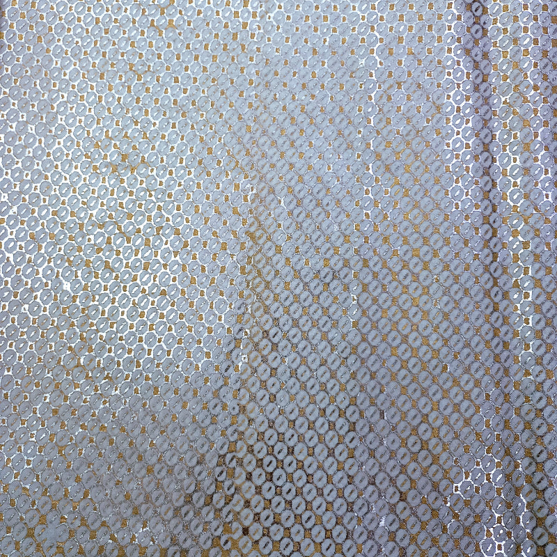 Silver Gray Color Foil Printed Silk Fabric