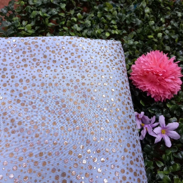 Lavender Color Foil Printed Silk Fabric