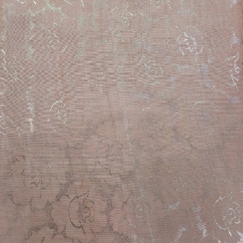 Golden Beige Color Foil Printed Tussar Silk Fabric