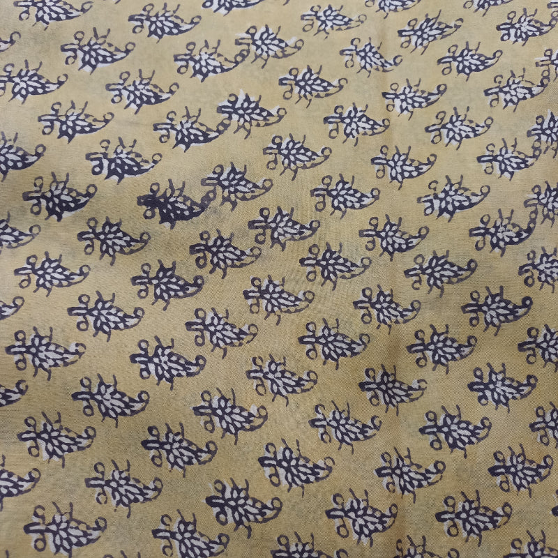 Printed Beige Color Tabi Silk Fabric