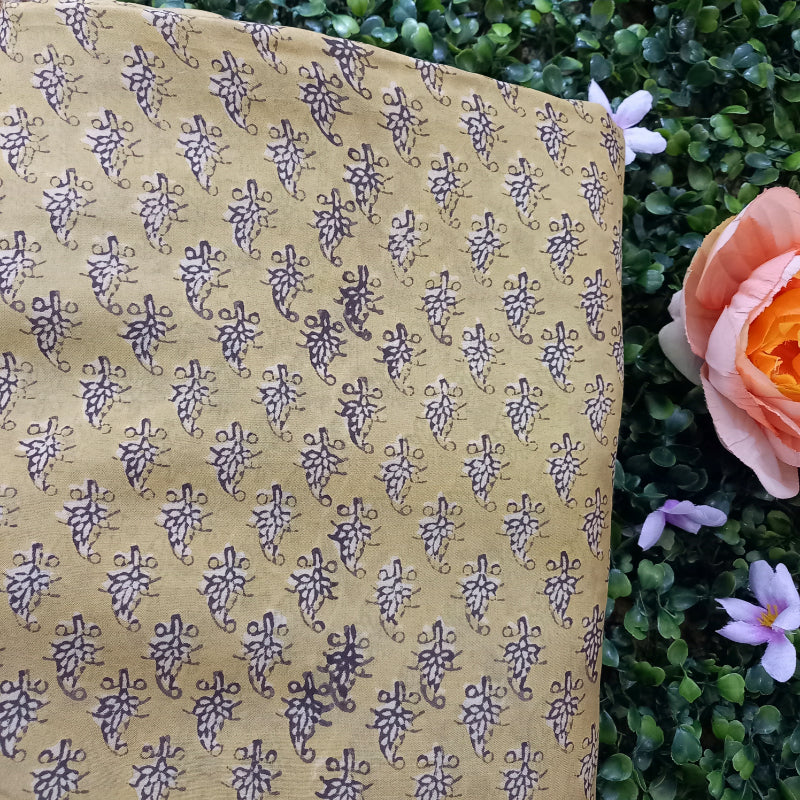 Printed Beige Color Tabi Silk Fabric