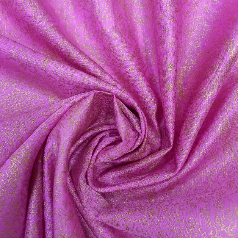 Lavender Color Printed Satin Silk Fabric