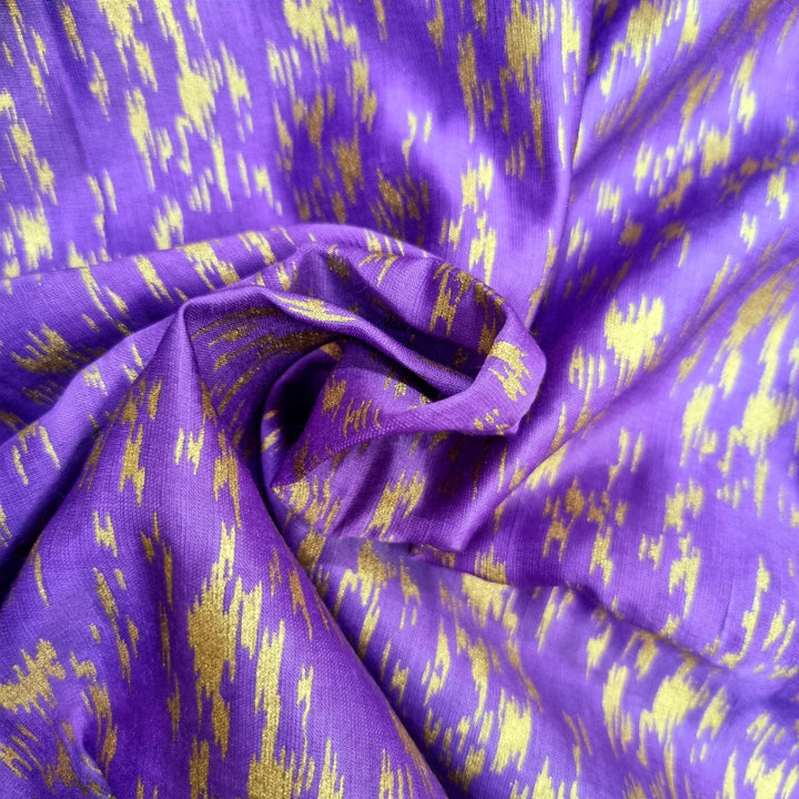 Lavender Color Printed Satin Silk Fabric