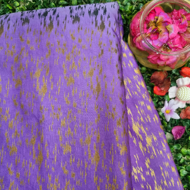 Lavender Color Printed Satin Silk Fabric