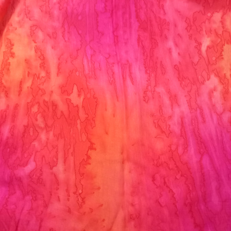 Pink-Orange Color Printed Tussar Silk Fabric