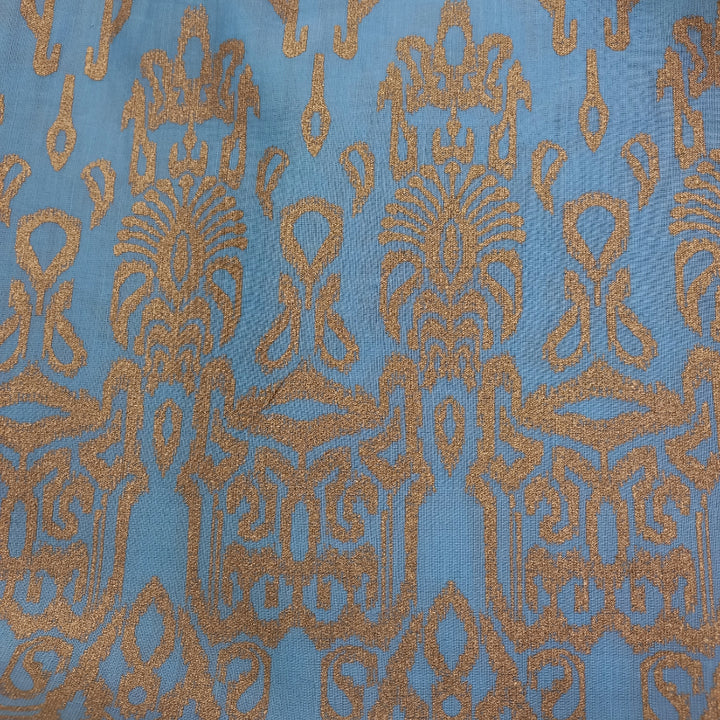 Blue Color Printed Linen Fabric