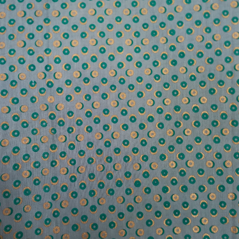 Powder Blue Color Foil Printed Satin Silk Fabric