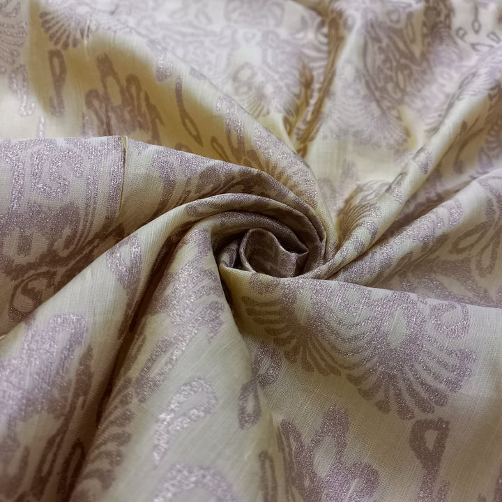 Cream Color Printed Linen Fabric