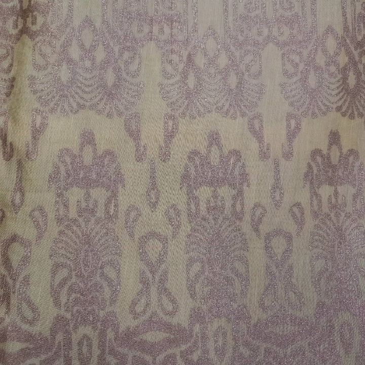 Cream Color Printed Linen Fabric